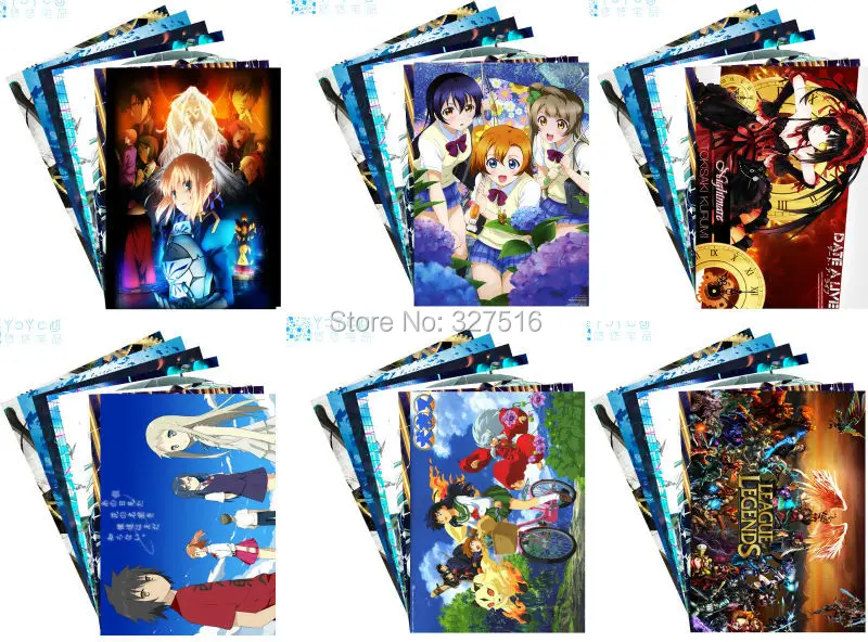 Смешанные 400 шт./партия аниме «Мой герой» Academy one piece Феи Tail, хауль, Наруто, норагами, нет игры, нет жизни, набор постеров 42X29 см