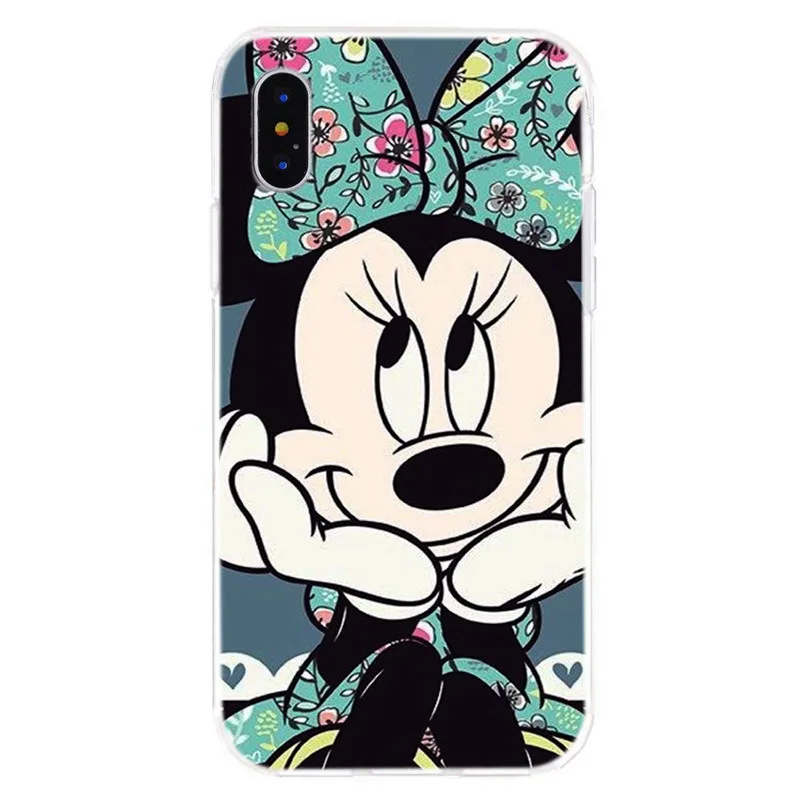 Модный чехол для iPhone X XS XR с Микки и Минни Маус мягкий ТПУ мобильного телефона iphone 6