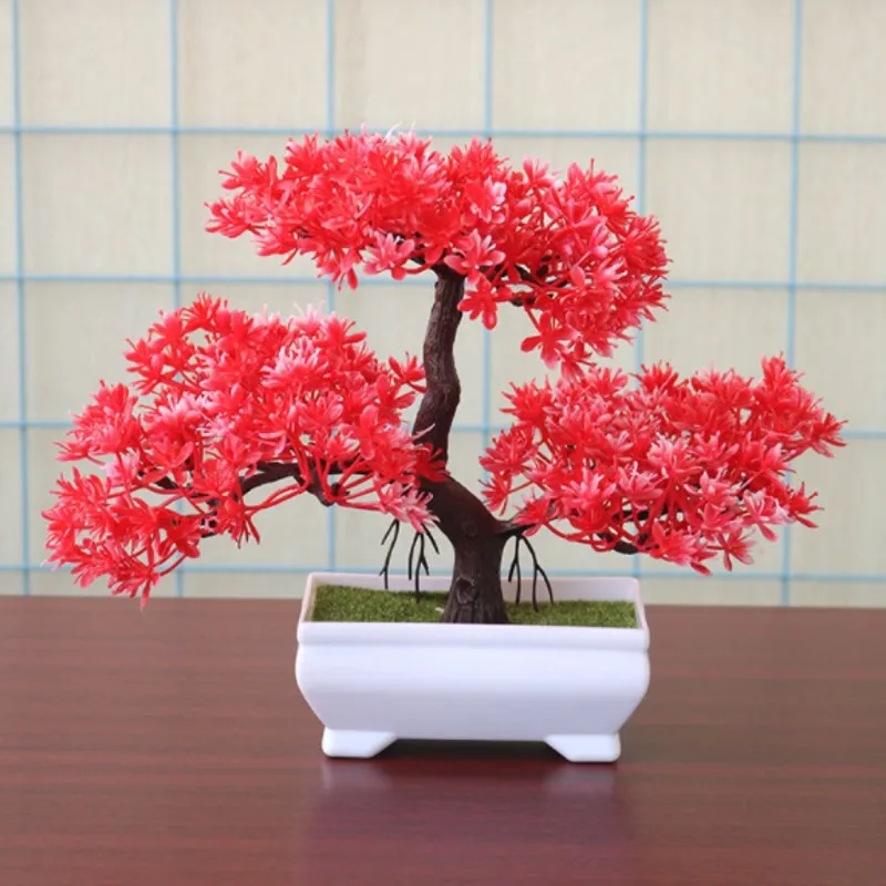 Fake Artificial Plants Bonsai Potted Plant Mini Simulation Pine Tree Home Decor