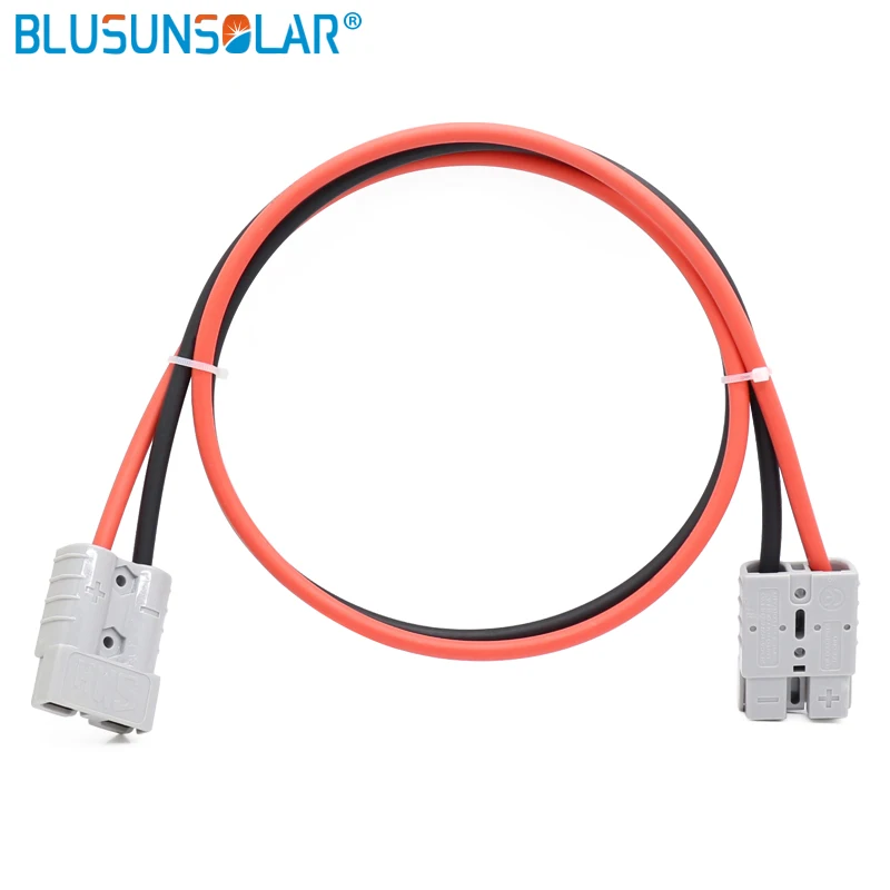 

50A 600V double hole battery connector with 8 meter 4mm2 cable wire Red and Black for portable battery for folding solar panel