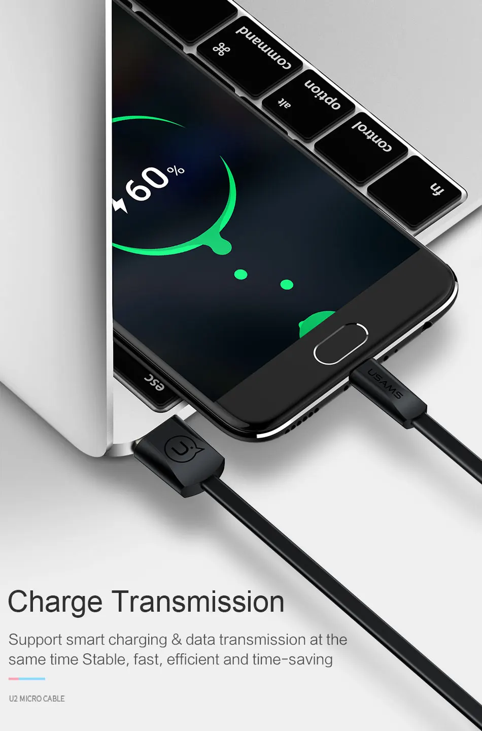 USAMS телефонный кабель для samsung huawei Android зарядный Micro USB кабель для синхронизации данных зарядный кабель 60 см/1,2 м шнур