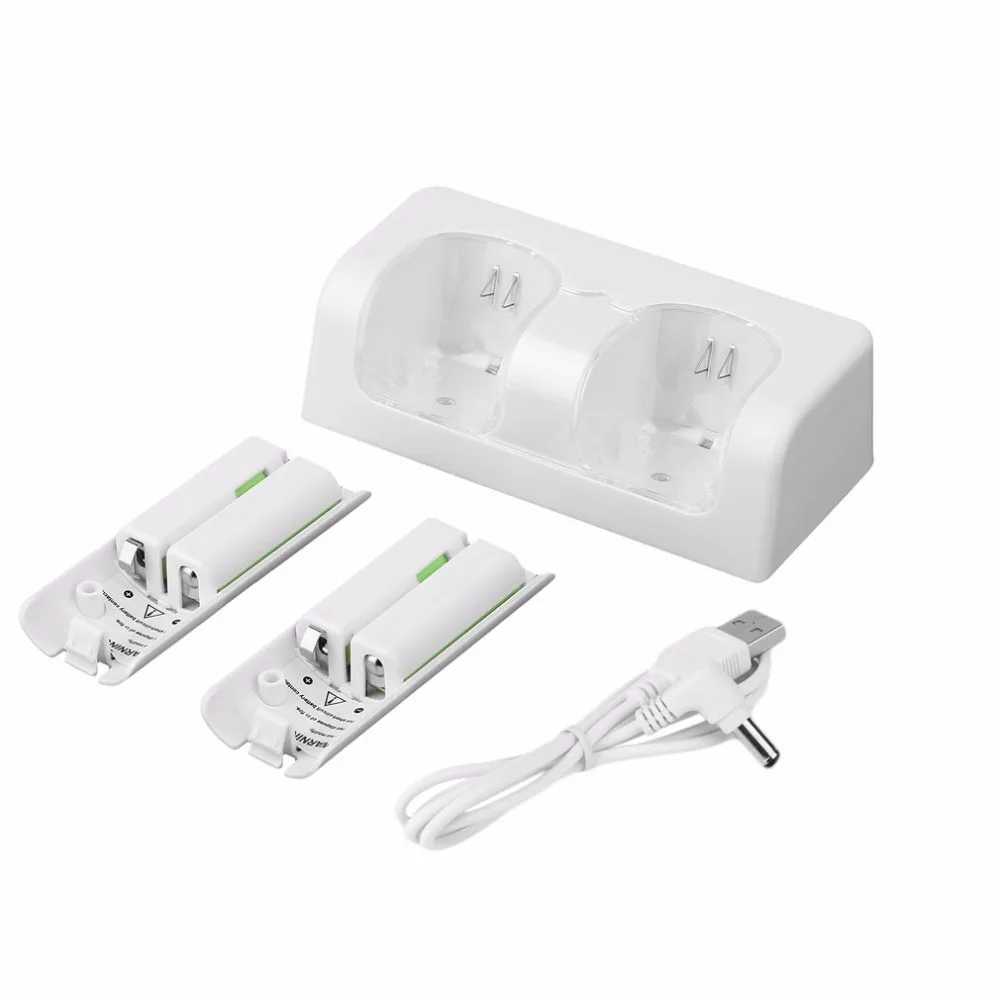 Черный и белый аккумулятор высокой емкости 2x2800 mAh с двойным зарядным док-станцией для пульта дистанционного управления wii