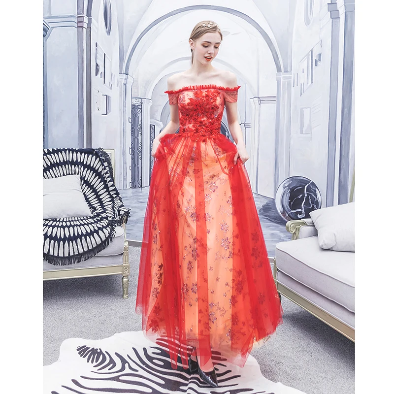 Robe De Soiree Красное длинное вечернее платье Элегантное Vestido Festa Формальное выпускное