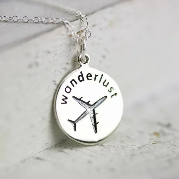 Женское серебряное ожерелье с надписью Wanderlust ожерелья самолетом s Jewelry Customized YP3972 |