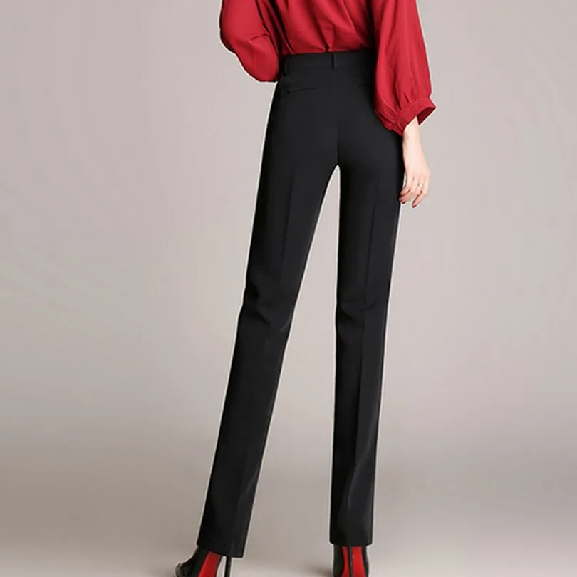 Строгий стиль прямые брюки S 4XL универсальные высокая талия женские тонкие