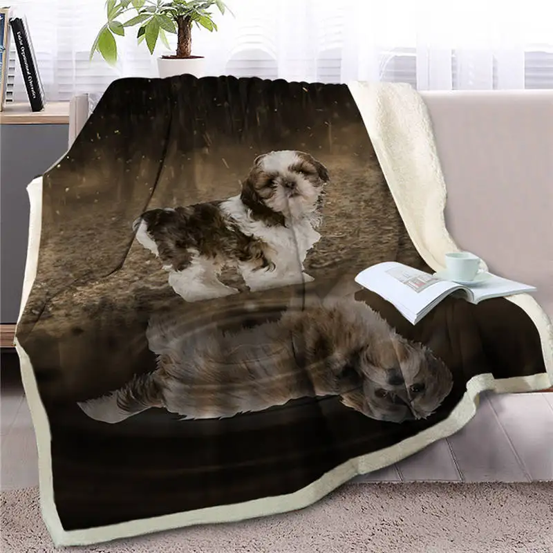 Dog 13 BlessLiving Pet Мопс одеяло на искусственном меху на кровати животных пледы одеяло для детей собака отражение покрывала 3D щенок бульдога Чехлы диванов - Цвет: Dog 13