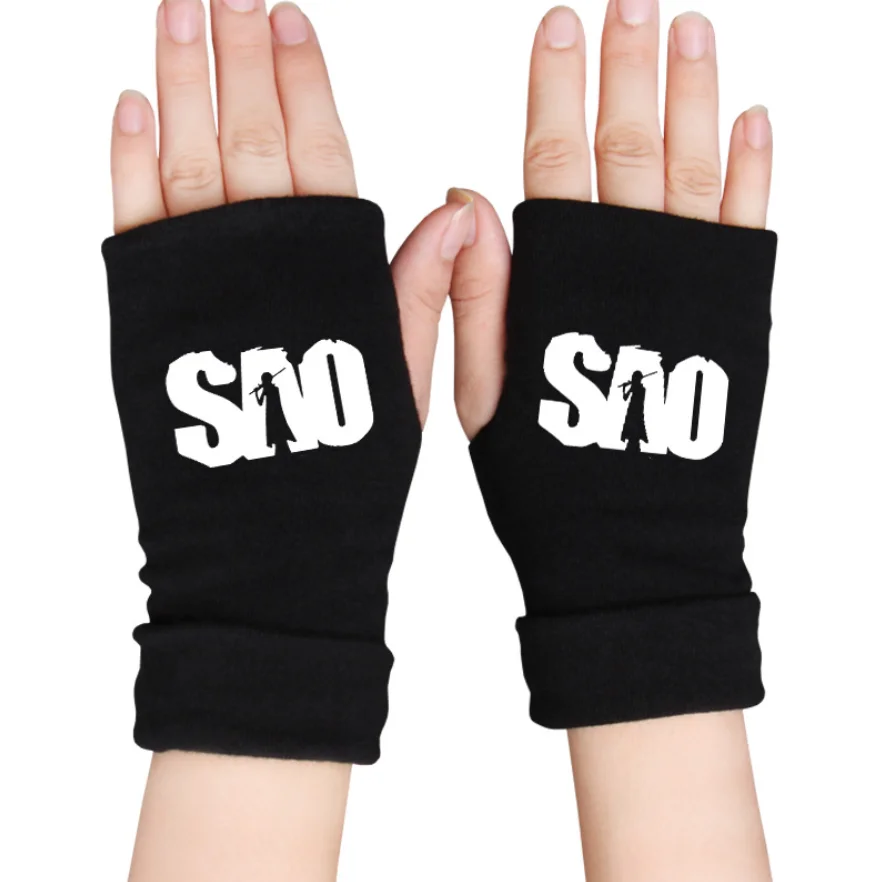 

Anime Sword Art Online Fingerless Gloves SAO Cotton Knitted Wrist Gloves Mittens unisex Cartoon Accessories Cosplay hand warmer
