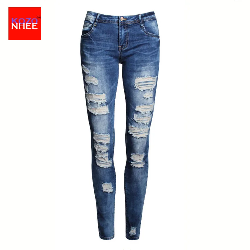 2017 Бойфренд Джинсы Женщин Карандаш Брюки Дамы Повседневные Стретч Узкие Женские