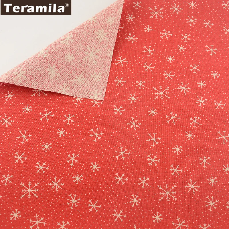 TERAMILA Printed Red snowflakes Home Textile Cotton Linen Fabric Sewing Tablecloth Pillow Bag Curtain Cushion Zakka | Дом и сад
