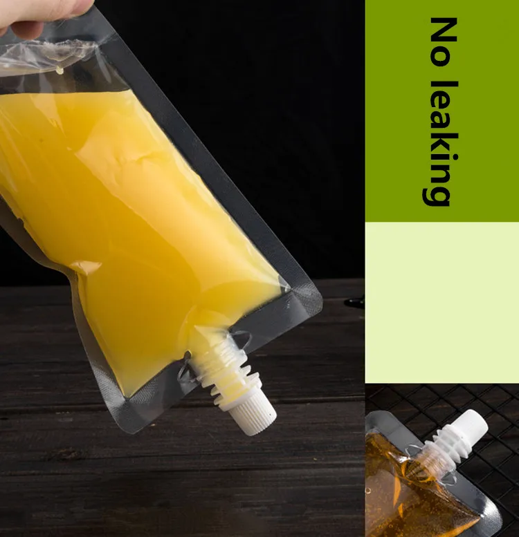 

Leotrusting 100pcs Stand up Plastic Drink Packaging Bag Spout Bag for Beverage Liquid Juice Milk Wedding Party Drinking Bags