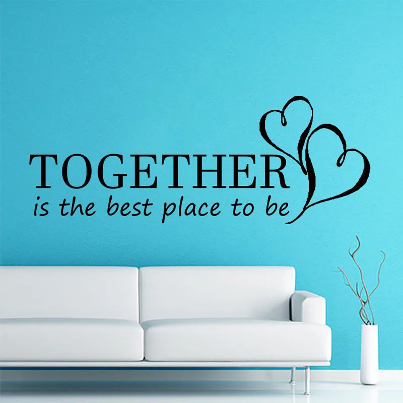 

ZOOYOO Together Is The Best Place To Be Quote Wall Sticker Hearts Home Decor Art Romantic Wall Decals Murals Bedroom Decoration