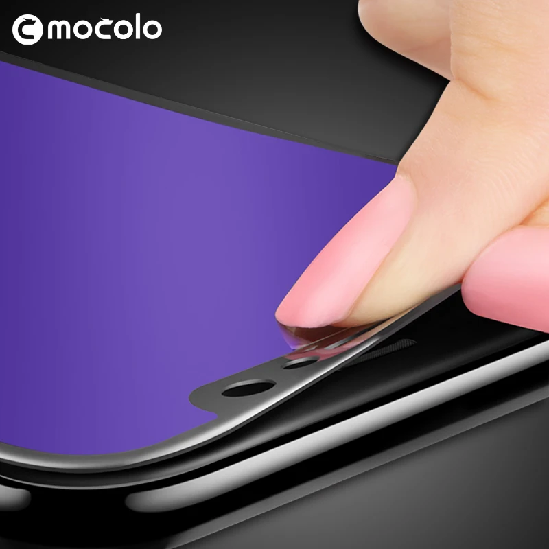 Mocolo анти-синий мягкий край 3D изогнутые 0,33 мм полный Экран крышка с уровнем твердости 9 H Hard Экран протектор Закаленное Стекло пленка для iphone X/8/8 Plus