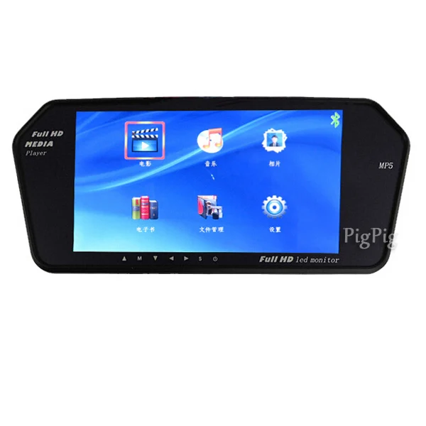 High Resolution 1034*600 Full 7'' TFT LCD Car Mirror Monitor Bluetooth + MP5 Usb/TF Slot Parking &amp Reverse Rear View Camera |