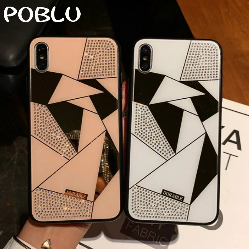 Роскошный чехол POBLU с геометрическим бриллиантом и сердечком для iphone XR XS Max Модный