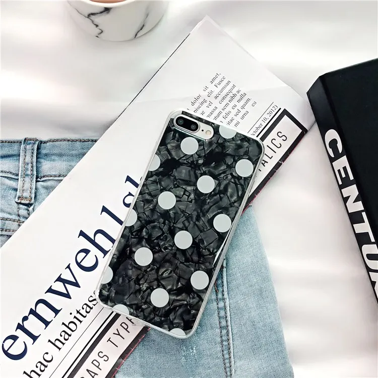 Gimfun Cute Fritillaria Wave Point Glitter Phone Case for IPhone7 6 6s 6plus 8 x Soft Tpu Silicone Black White Cover Female |