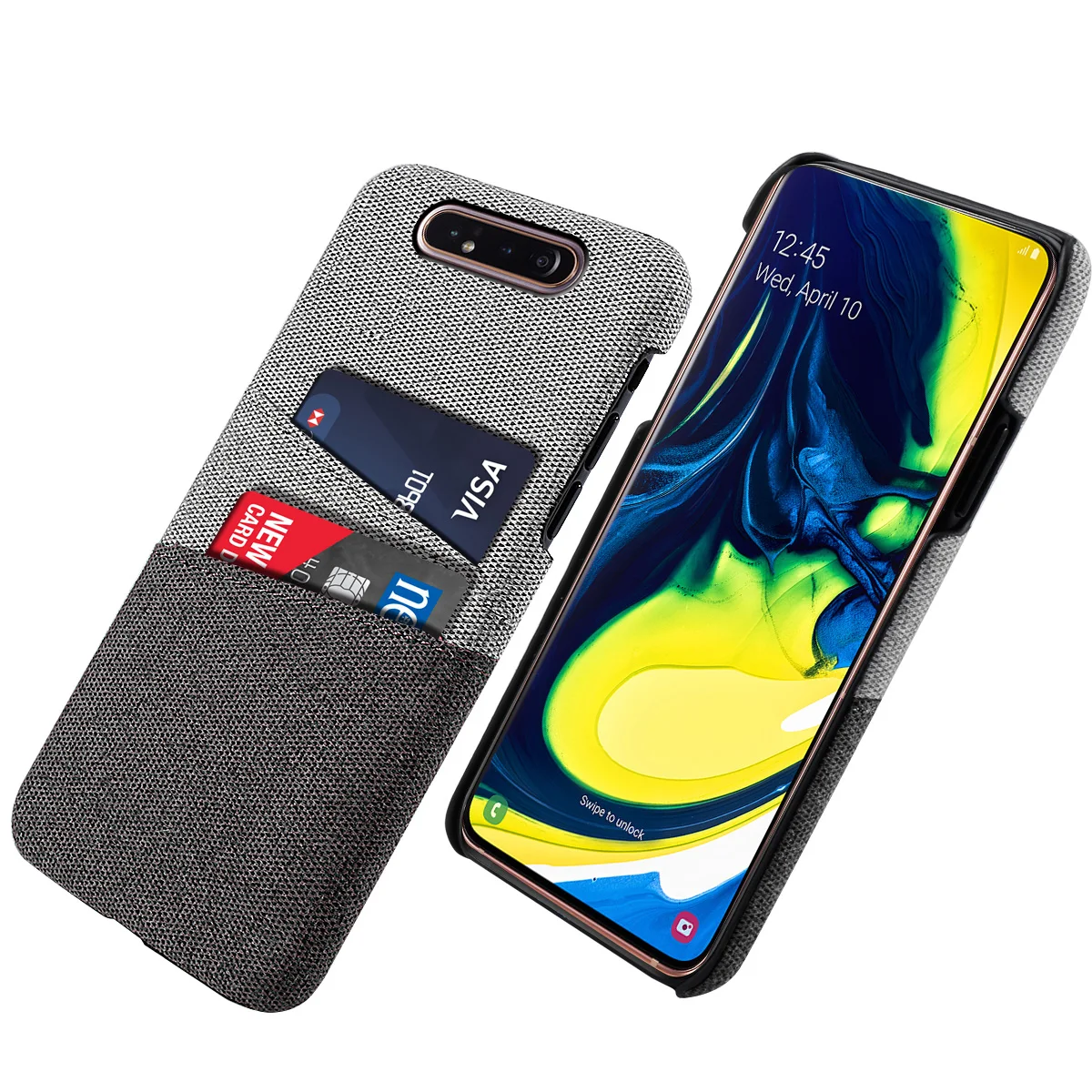 Для samsung Galaxy A80 A70 A60 A50 A40 A30 A20 A10 чехол Защитный тканевый чехол с 2 слотами для карт противоударный для S10 Plus