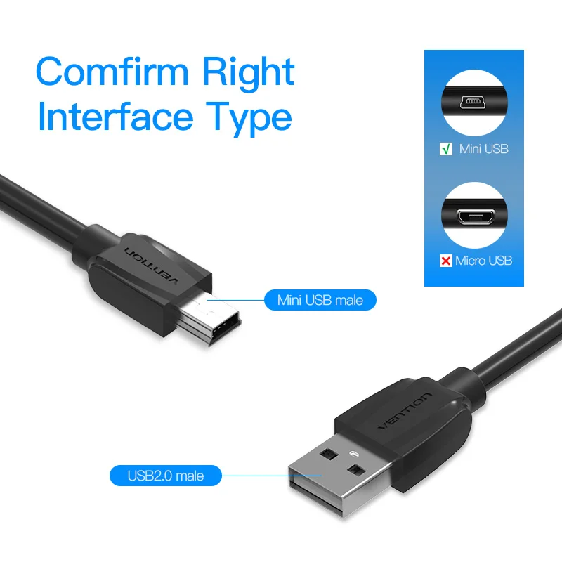Vention Mini USB кабель Mini USB к USB кабель передачи данных для быстрой зарядки для сотового телефона цифровой камеры HDD MP3 MP4 плеер планшеты gps