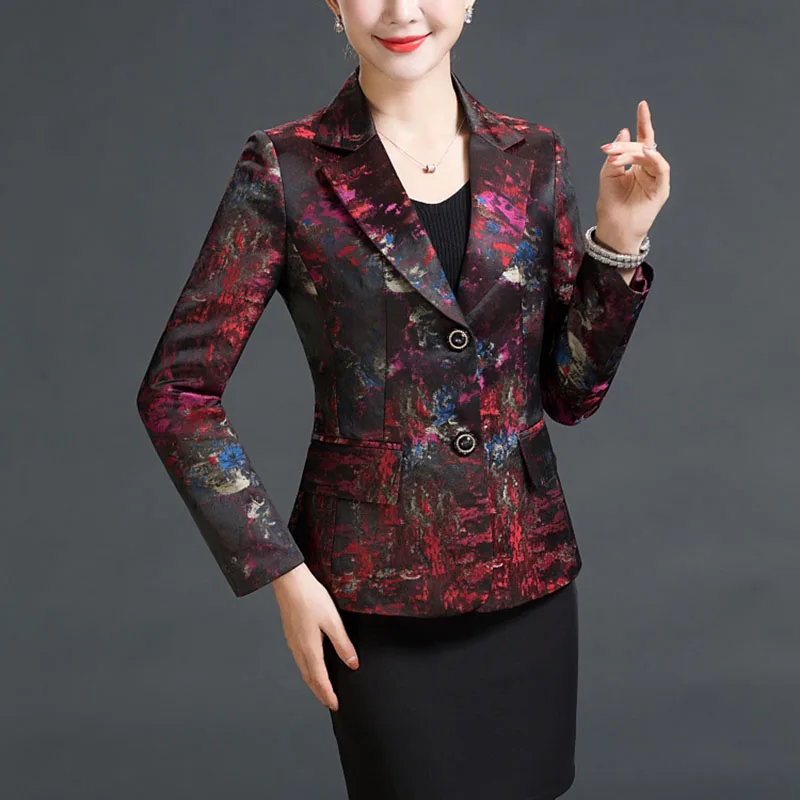 Весенне-осенний Женский костюм куртка 2020 новый модный принт с длинными рукавами