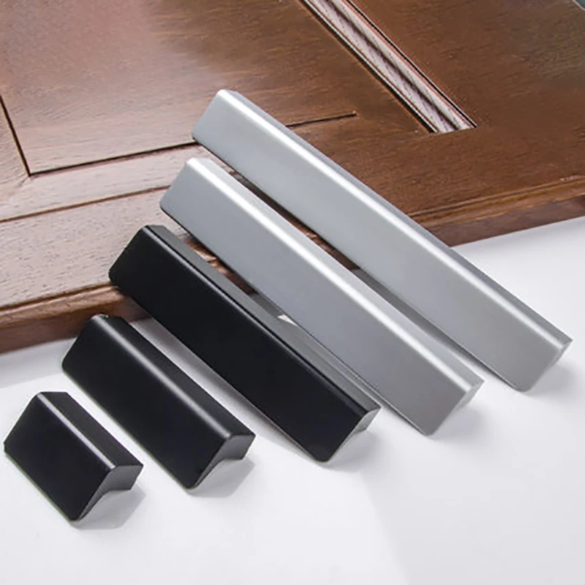 

Aluminum Alloy Cabinet Drawer Pulls Black Door Furniture Handle and Knob Hardware Accessories Plating Modern Pulls Home Decor