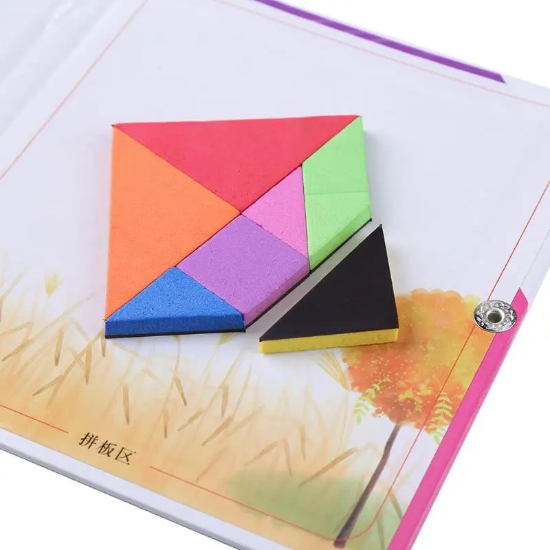 150 шт. Магнитные пазлы Tangram детские игрушки вызов ваш IQ Волшебная Книга набор новорожденных раннего развития деятельности книги для детей Gi