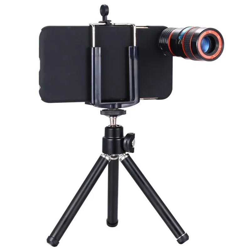 2017 5in1 Phone Camera Lens Kit 8x Telephoto Fisheye Wide Angle Macro Mini Tripod For iPhone 6 6s 7 8 Plus Smartphone|fisheye wide angle macro|camera