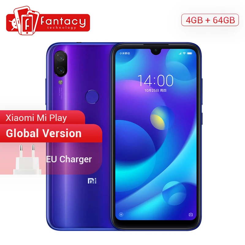 Xiaomi Mi Play глобальная версия 4 Гб ОЗУ 64 ПЗУ 5 84 дюйма FHD дисплей MTK Helio P35 четыре ядра 12