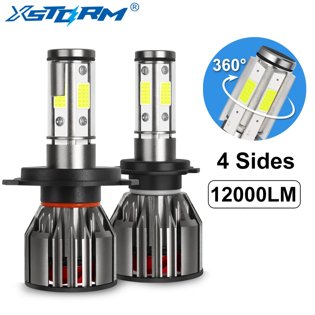 4 стороны 12000LM Автомобильные фары H4 H7 Led H8 H11 HB4 HB3 9005 9006 12V 24V 100W 6000K лампы