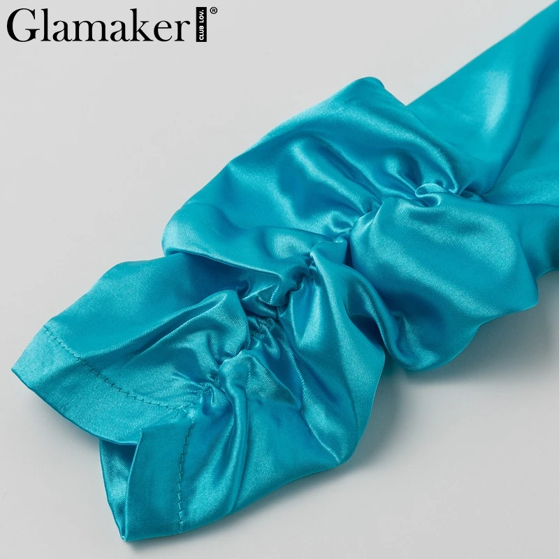 Glamaker, сексуальное Плиссированное сатиновое платье с длинным рукавом, женское, элегантное, короткое, мини платье, вечерние, для клуба, бодикон, ночное платье, festa vestidos
