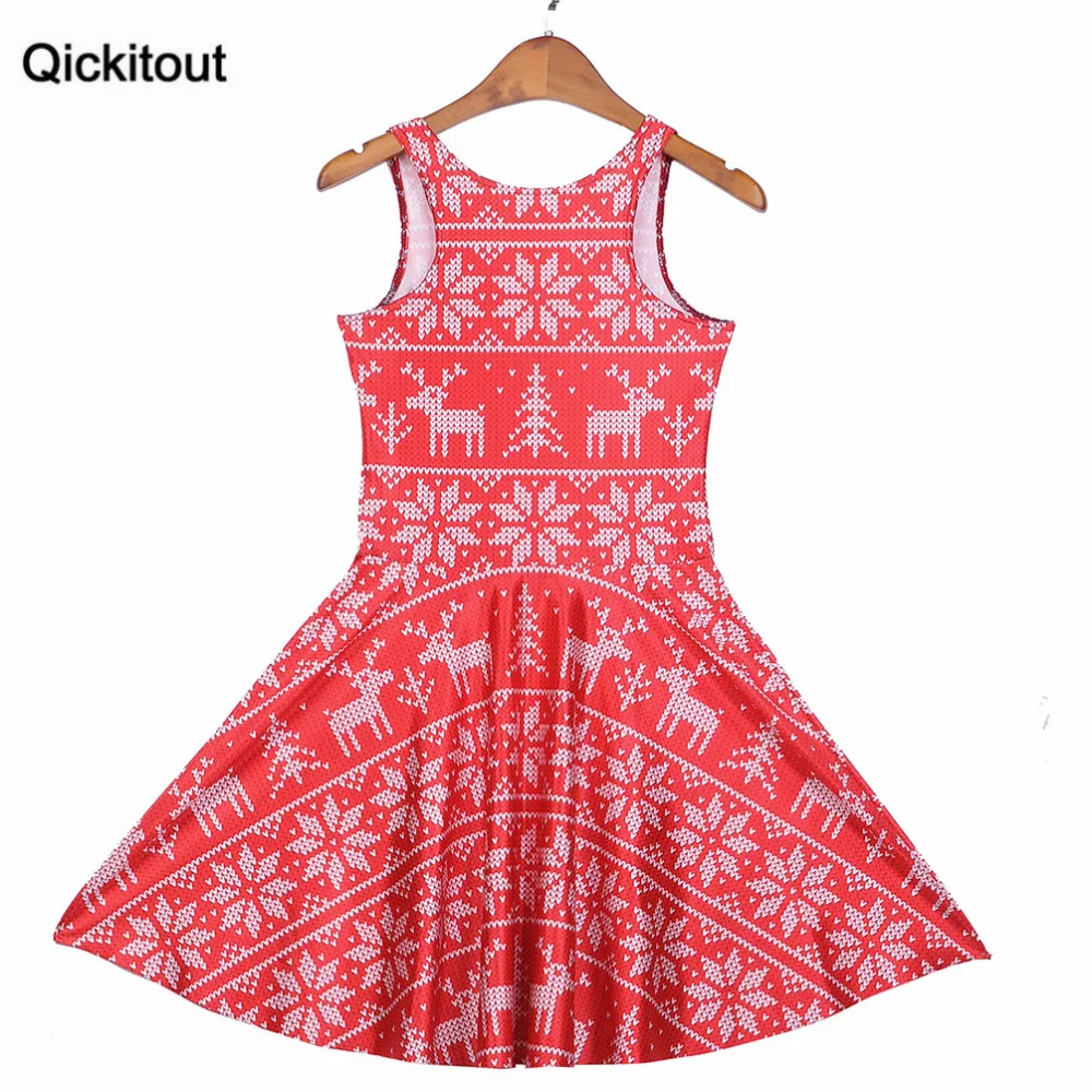 Qickitout платье Счастливого Рождества сексуальное женское красное милое животное