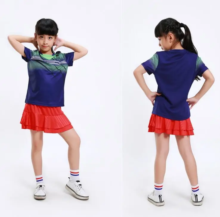 Теннисная футболка и юбки для девочек детская тенниска бадминтона Мужская