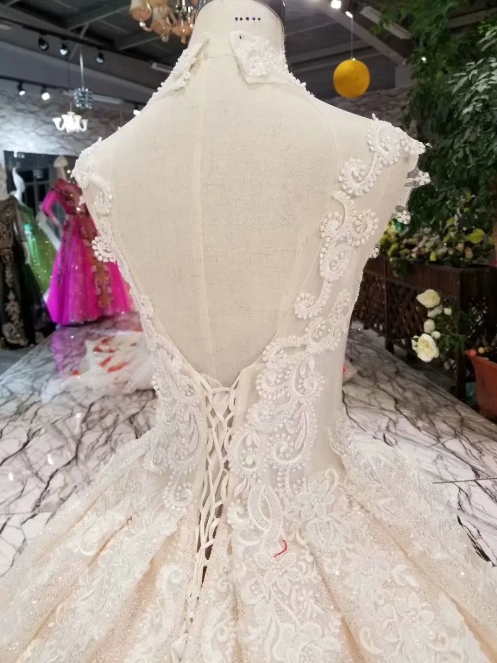 H&ampS BRIDAL Ivory high neck wedding dress ball gown shinny dresses long bride vestido de novia | Свадьбы и торжества
