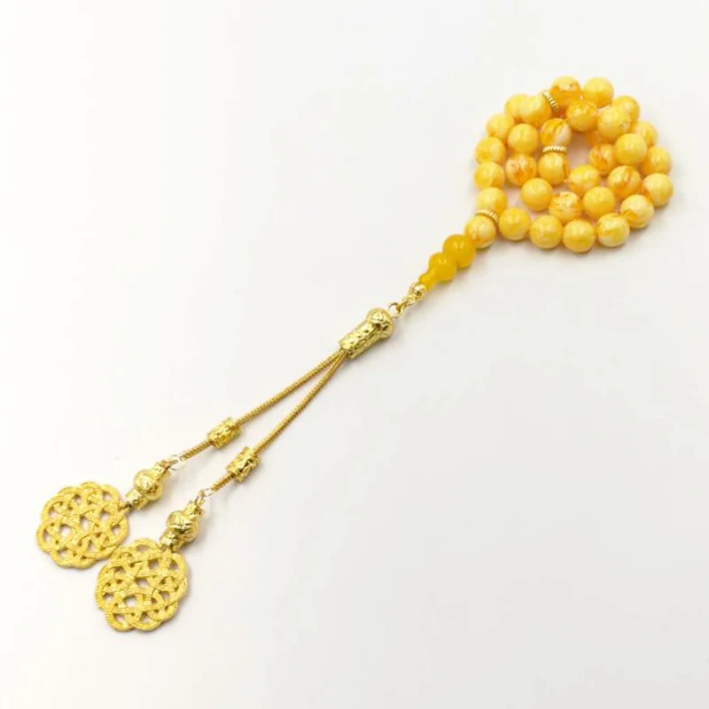 Мусульманские четки Ambers цвет 33 66 99 Бусы Tasbih подарок Рамадана золотые