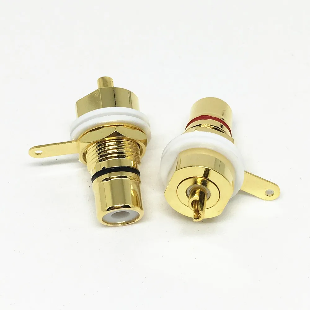2Pcs Copper RCA Terminal Female Phono Jack Panel Mount Chassis Socket Connector for Amplifier Speaker | Обустройство дома