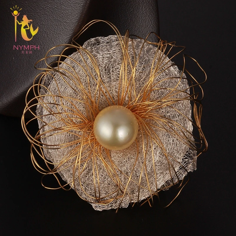 Женское кольцо с искусственным жемчугом черное или золотое NYMPH натуральная