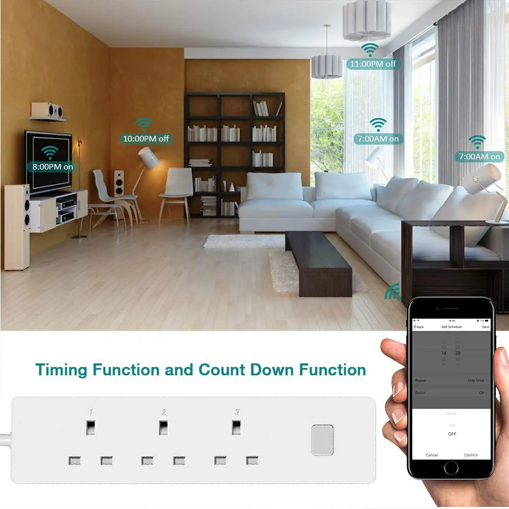 Умная розетка с Wi Fi 2 USB порта 3 розетки переменного тока|Умные розетки| |