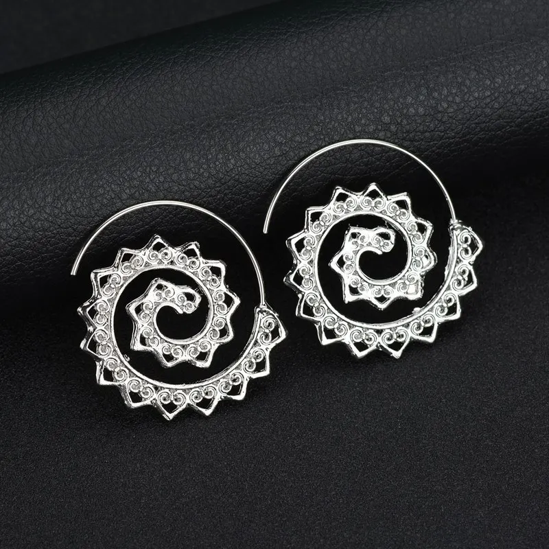 Этнические серьги ретро изделия богато Swirl Gypsy индейских племен для Для женщин
