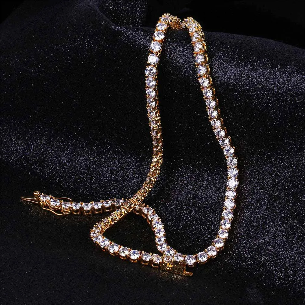 Цепочка с микро-инкрустированным цирконием длинное ожерелье колье со льдом