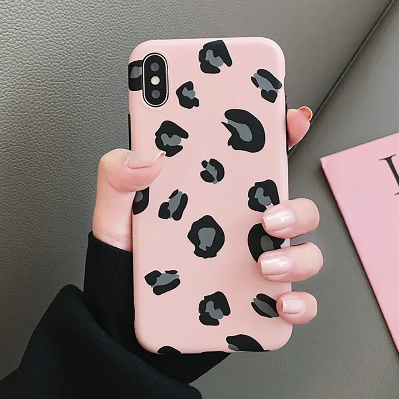 Pink Fashion Colorful Leopard Print Phone Case For iPhone 11 Pro Max XR XS Max 8 7 6 6S Plus Cover Luxury Soft Cases For iPhone 11Pro - Color: Pink