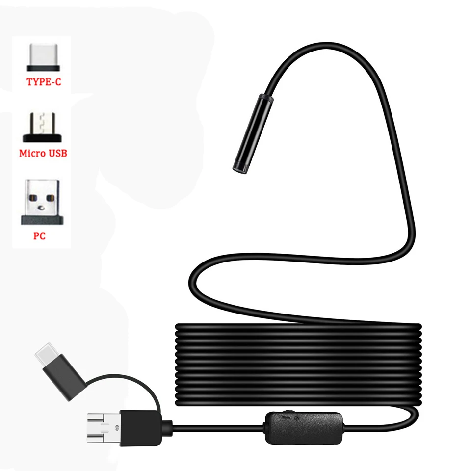 1200 P 3in1 USB эндоскопа Andriod бороскоп 8 мм объектив HD Водонепроницаемый IP68 мягкая