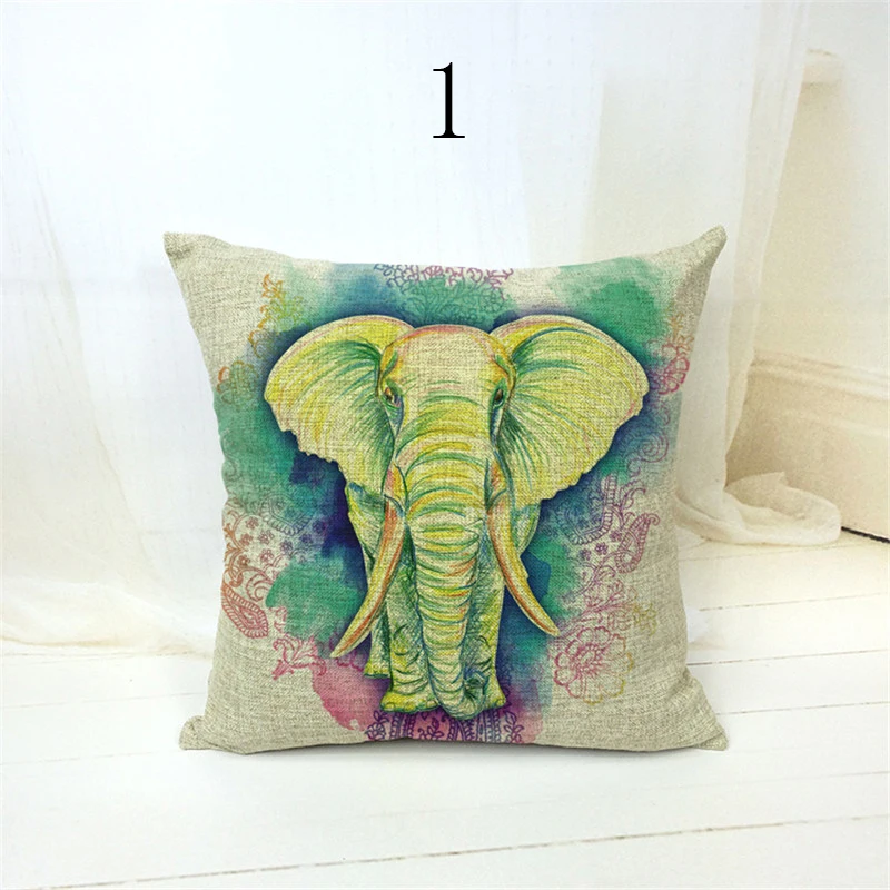 Новинка наволочка из хлопка и льна подушка с принтом слона мультфильма домашний