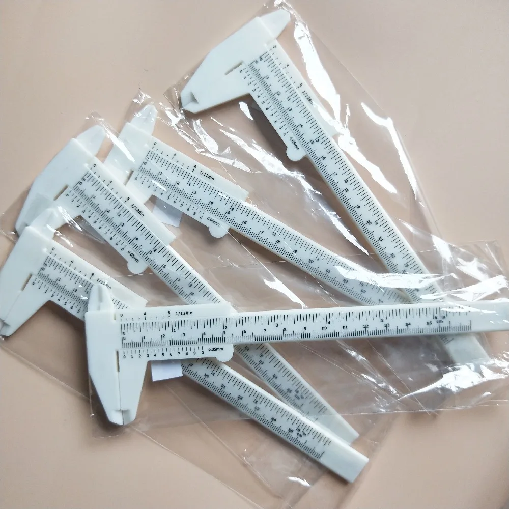 

5pcs 150mm Double Scale Plastic Caliper Vernier Students Experimental Mini Measuring Tools for Permanent Makeup