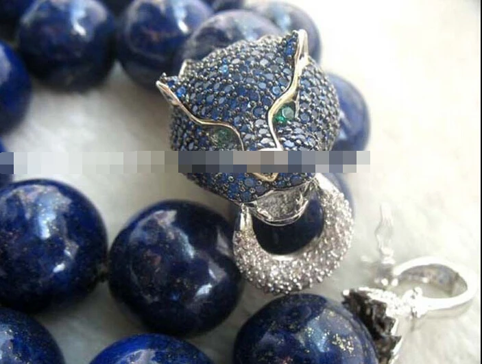free shipping lapis lazuli 20mm blue leopard clasp necklace 18inch