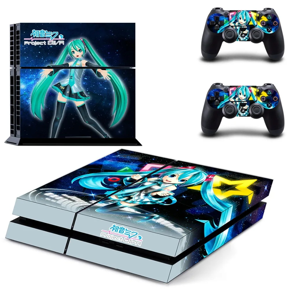 Аниме милая девушка Hatsune Miku PS4 наклейка на кожу Виниловая для Sony Playstation 4 консоль и 2