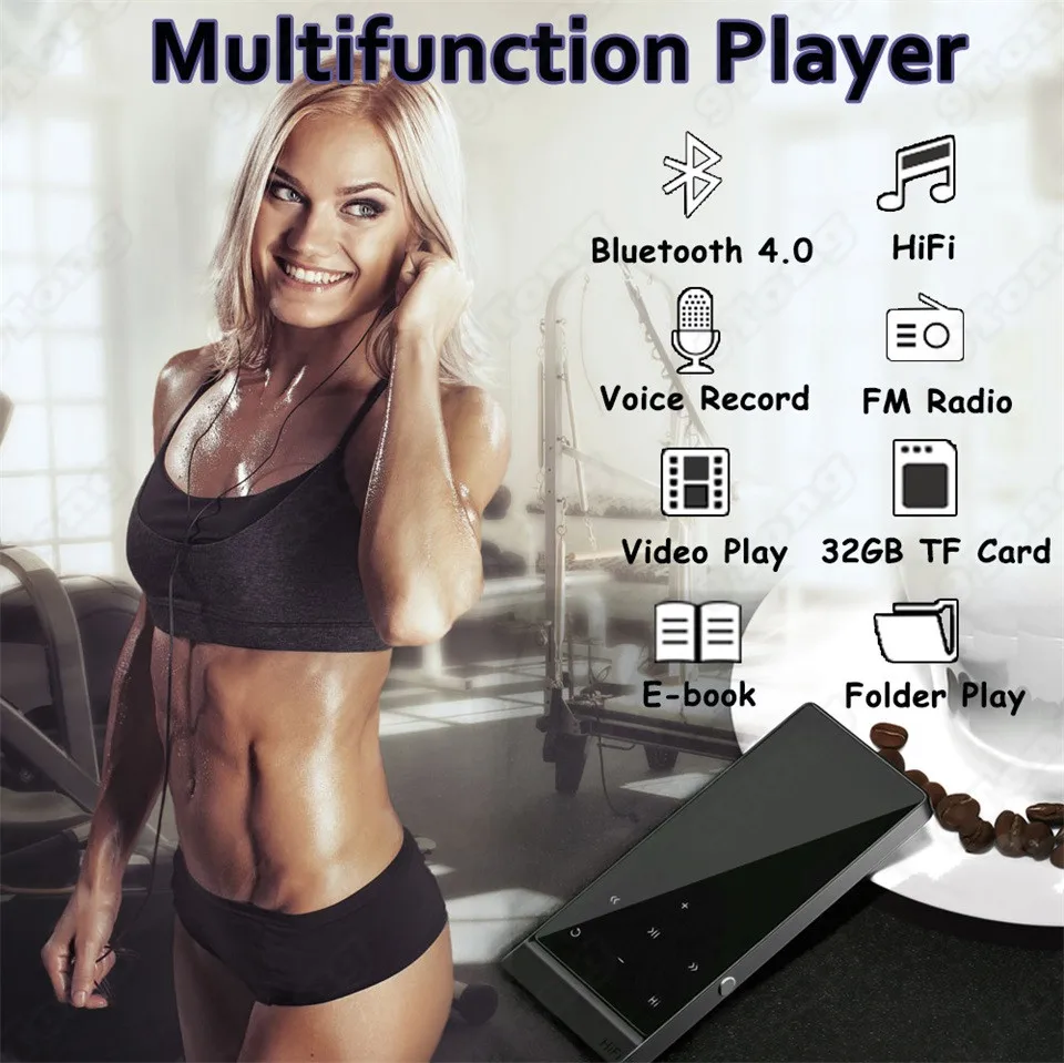 Сенсорный экран из металла MP3 плеер Hi Fi Bluetooth 8 ГБ спортивные FM Радио книгу голос