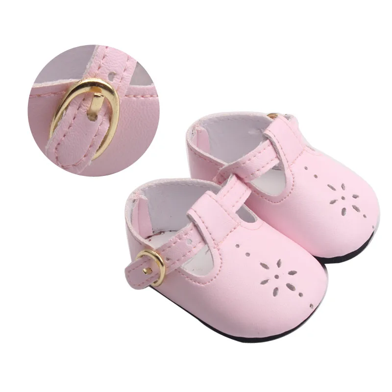 

40-43 Cm Baby Boy Dolls Shoes Pink Floret Dress Shoe American Newborn Cute Toys Accessories Fit 18 Inch Girls Birthday Gift g8