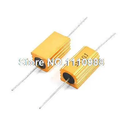 

5W 5 Ohm Axial Gold Tone Heatsink Aluminum Clad Resistor 2Pcs