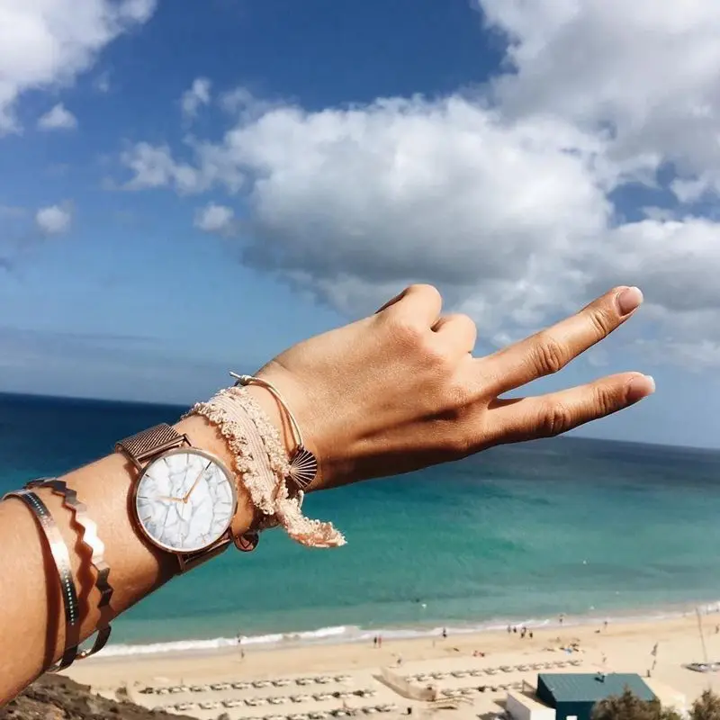 REOULIONS мраморная поверхность часы унисекс Простой циферблат классический ультра