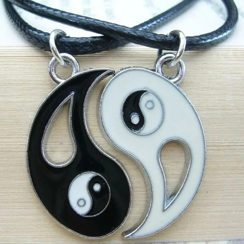 Чокер Yin Yang Tai Chi Ожерелье Подвеска для лучших друзей черные белые парные ожерелья