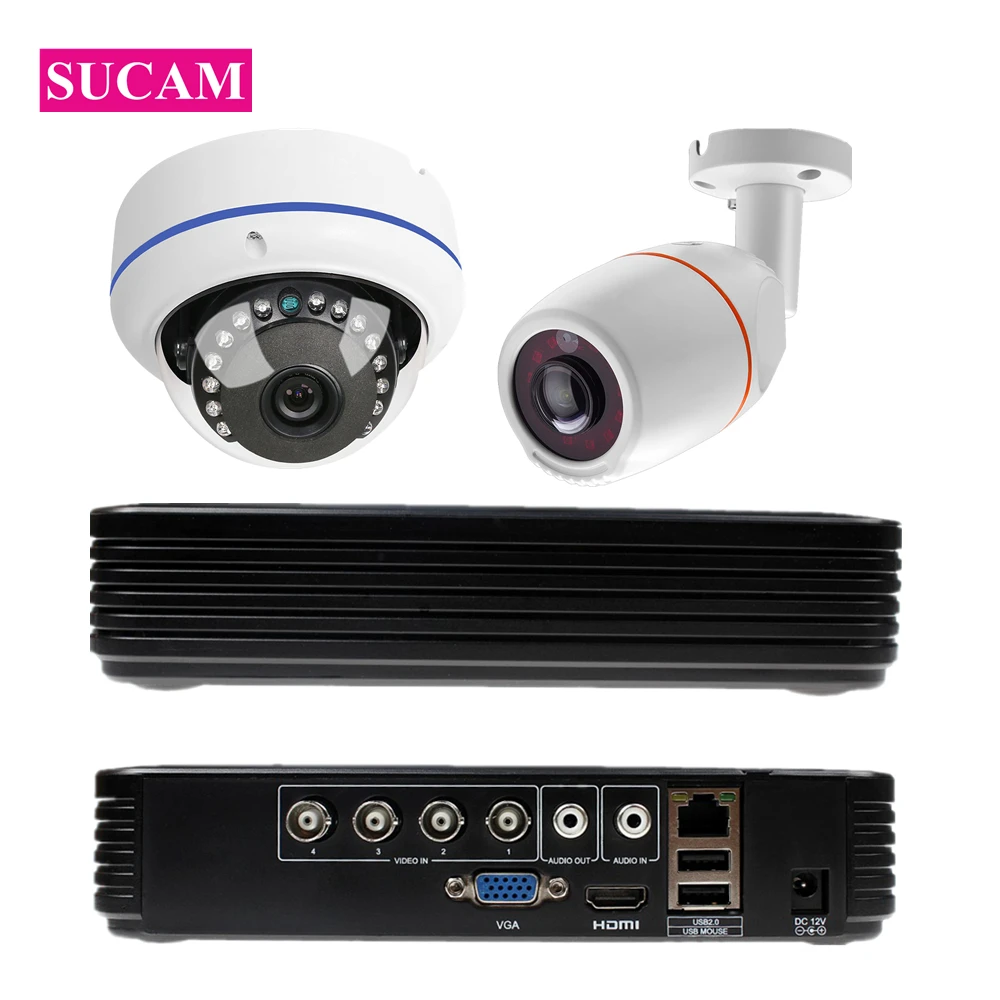SUCAM 4CH 5 IN 1 DVR CCTV Security Camera System 2Pcs 180 Degrees 2MP Fisheye AHD Cameras 1080P with 2 Piece Power Supply | Безопасность