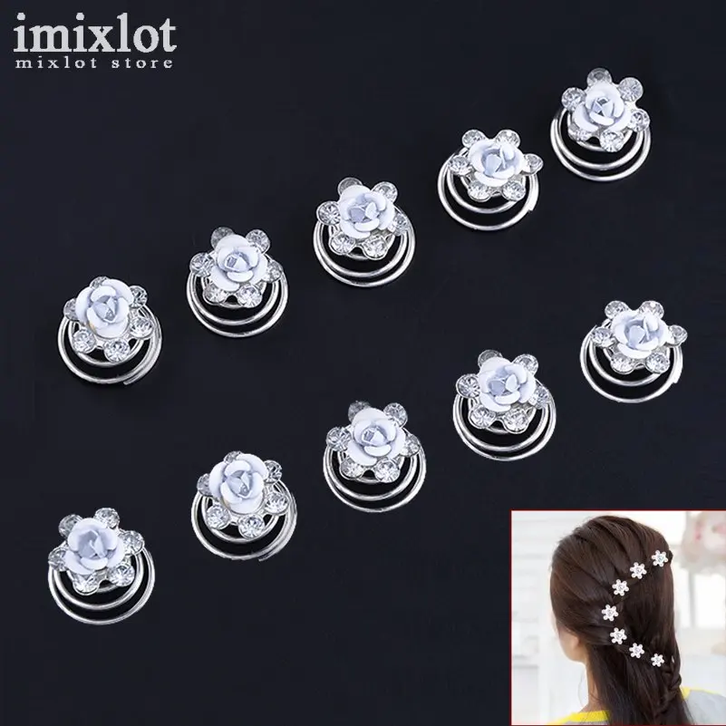 12 шт./компл. Свадебные серебряные Diamante Кристалл заколки для Волос завитки шпильки